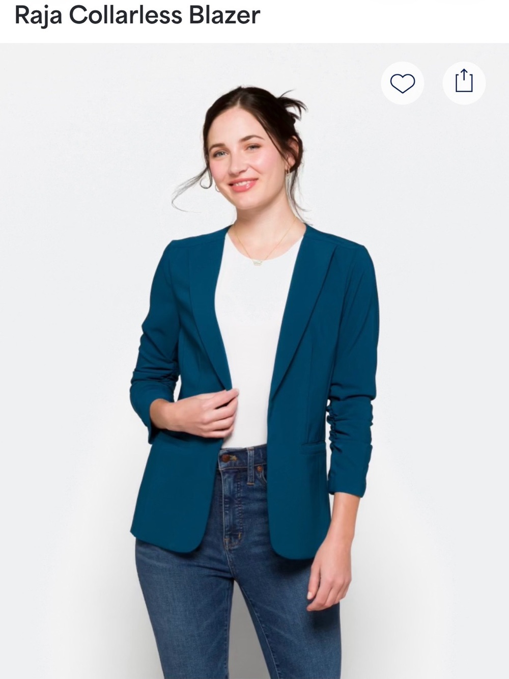 Skies are Blue Blue Teal Open-Front Blazer Jacket